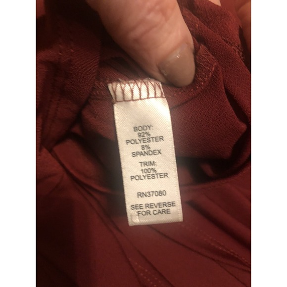 Maroon burgundy Off Shoulder Top Large Poof Tie Sleeves Boho Cottage holiday - Picture 6 of 13